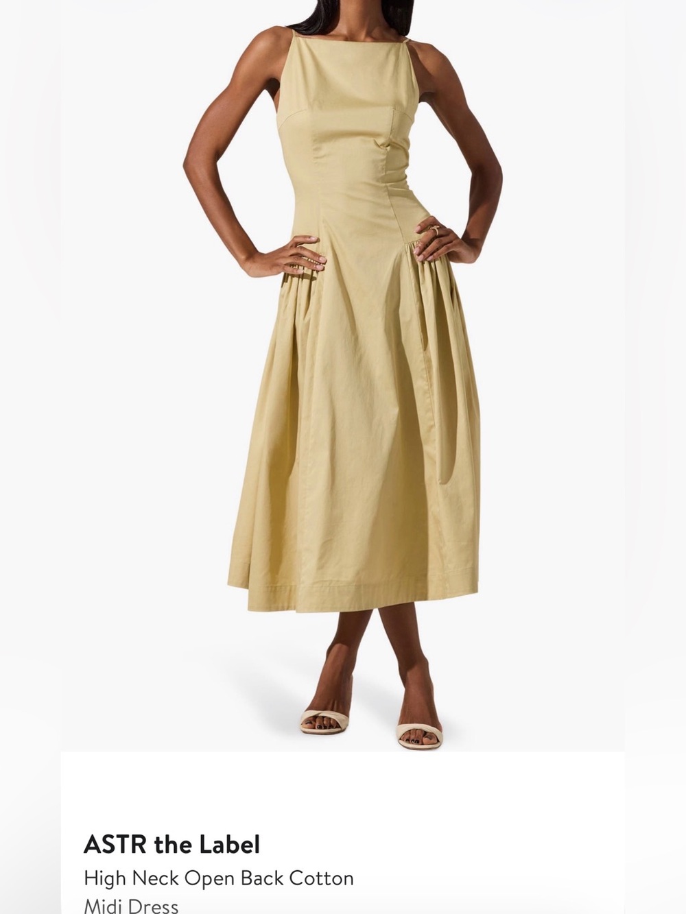 ASTR - Women's Midi Skirt Dress in Light yellow tone